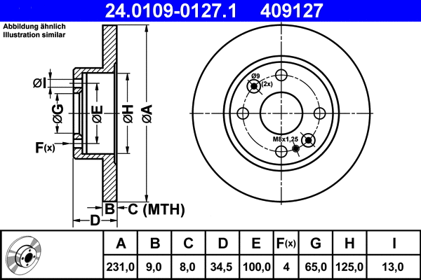 24.0109-0127.1 ATE Тормозной диск (фото 1)