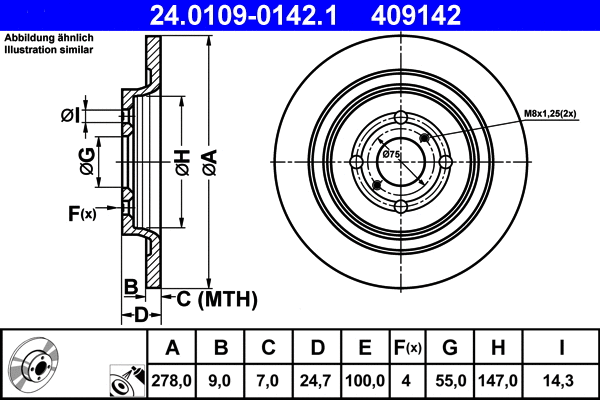 24.0109-0142.1 ATE Тормозной диск (фото 1)