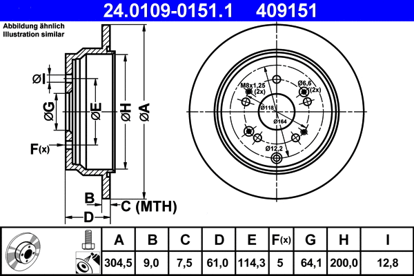 24.0109-0151.1 ATE Тормозной диск (фото 1)