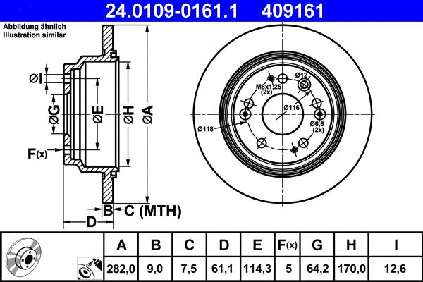 24.0109-0161.1 ATE Тормозной диск (фото 1)