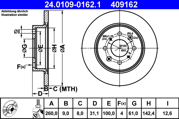 24.0109-0162.1 ATE Тормозной диск (фото 1)