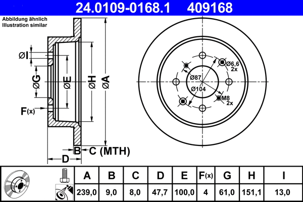 24.0109-0168.1 ATE Тормозной диск (фото 1)