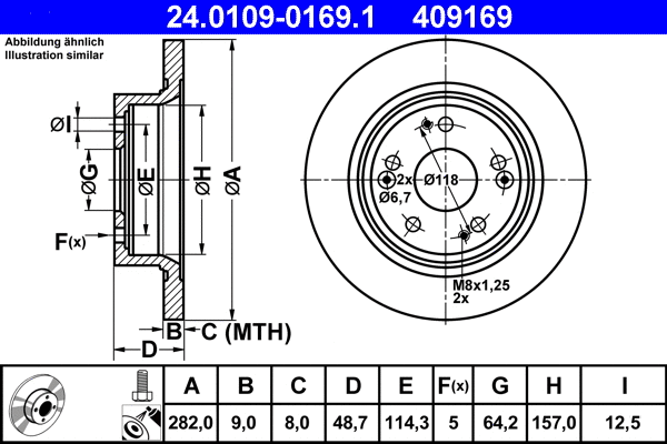 24.0109-0169.1 ATE Тормозной диск (фото 1)