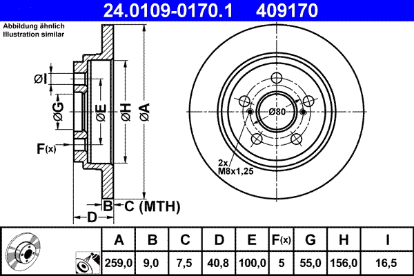 24.0109-0170.1 ATE Тормозной диск (фото 1)