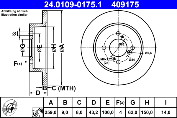24.0109-0175.1 ATE Тормозной диск (фото 1)