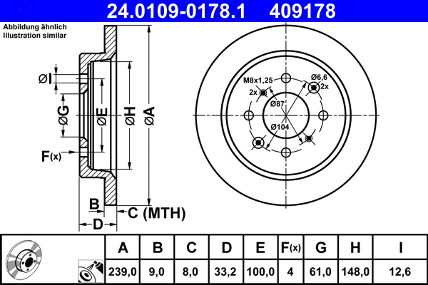 24.0109-0178.1 ATE Тормозной диск (фото 1)