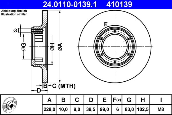 24.0110-0139.1 ATE Тормозной диск (фото 1)