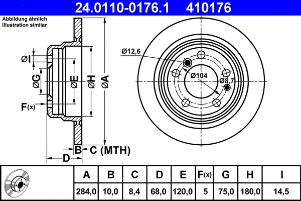 24.0110-0176.1 ATE Тормозной диск (фото 1)