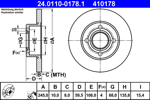 24.0110-0178.1 ATE Тормозной диск (фото 1)