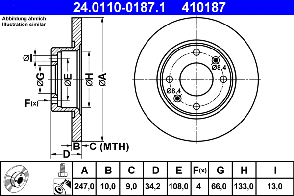 24.0110-0187.1 ATE Тормозной диск (фото 1)