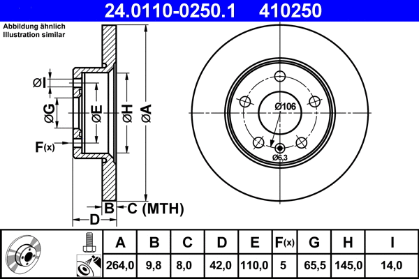 24.0110-0250.1 ATE Тормозной диск (фото 1)