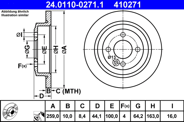 24.0110-0271.1 ATE Тормозной диск (фото 1)