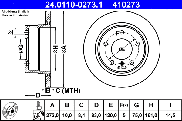 24.0110-0273.1 ATE Тормозной диск (фото 1)