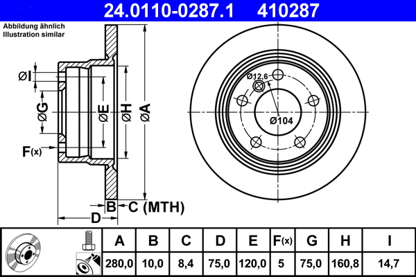 24.0110-0287.1 ATE Тормозной диск (фото 1)