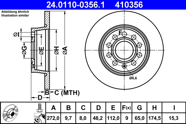 24.0110-0356.1 ATE Тормозной диск (фото 1)