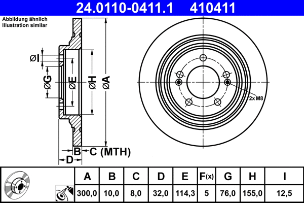 24.0110-0411.1 ATE Тормозной диск (фото 1)