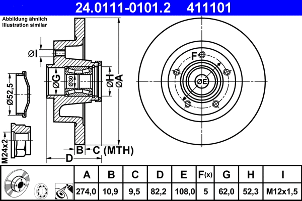 24.0111-0101.2 ATE Тормозной диск (фото 1)