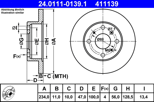 24.0111-0139.1 ATE Тормозной диск (фото 1)