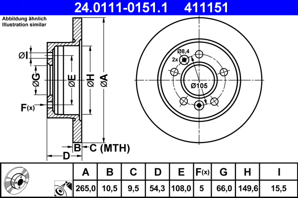 24.0111-0151.1 ATE Тормозной диск (фото 1)