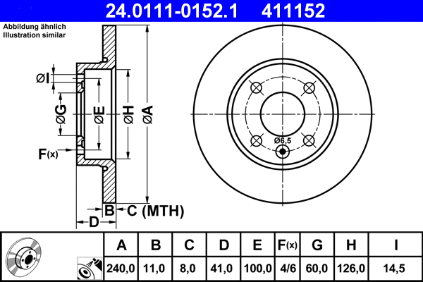24.0111-0152.1 ATE Тормозной диск (фото 1)