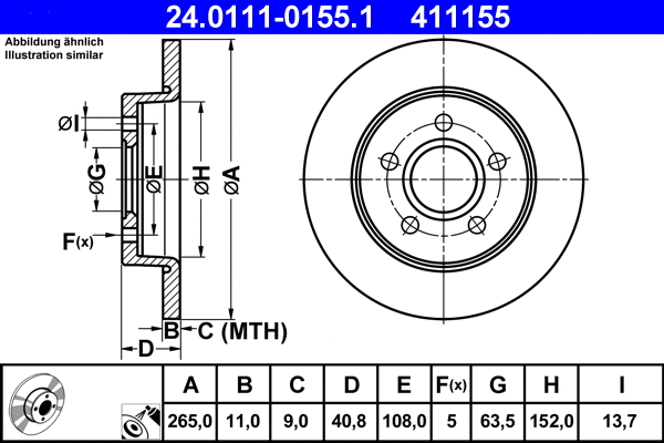24.0111-0155.1 ATE Тормозной диск (фото 1)