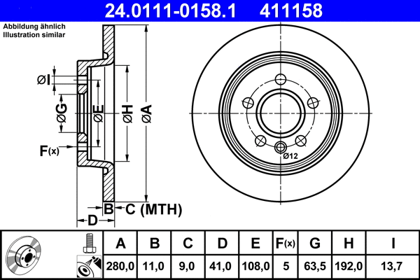 24.0111-0158.1 ATE Тормозной диск (фото 1)