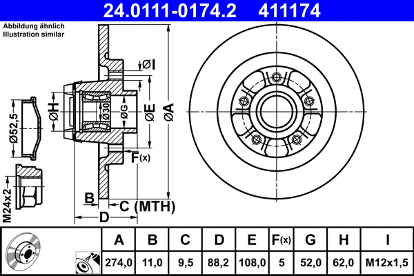24.0111-0174.2 ATE Тормозной диск (фото 1)