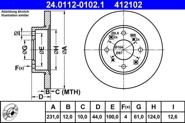 24.0112-0102.1 ATE Тормозной диск (фото 1)