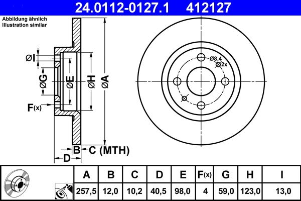 24.0112-0127.1 ATE Тормозной диск (фото 1)