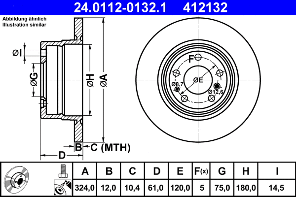 24.0112-0132.1 ATE Тормозной диск (фото 1)