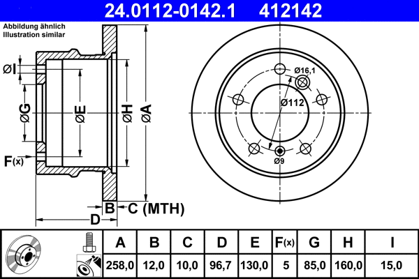 24.0112-0142.1 ATE Тормозной диск (фото 1)