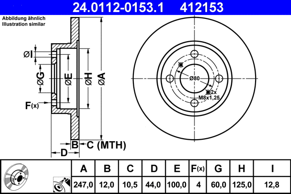 24.0112-0153.1 ATE Тормозной диск (фото 1)