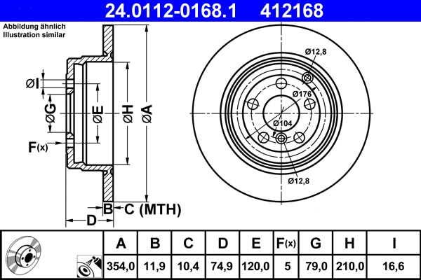 24.0112-0168.1 ATE Тормозной диск (фото 1)