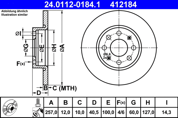 24.0112-0184.1 ATE Тормозной диск (фото 1)