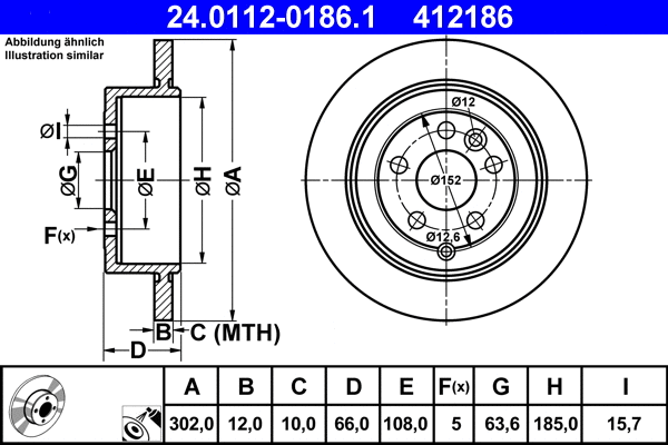 24.0112-0186.1 ATE Тормозной диск (фото 1)