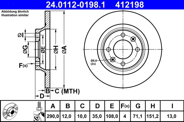 24.0112-0198.1 ATE Тормозной диск (фото 1)