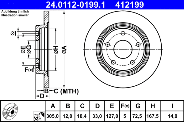 24.0112-0199.1 ATE Тормозной диск (фото 1)