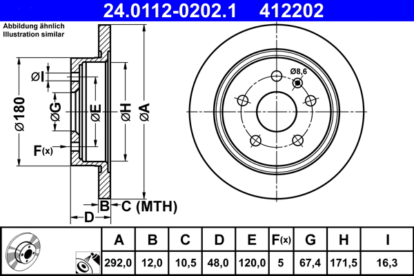 24.0112-0202.1 ATE Тормозной диск (фото 1)