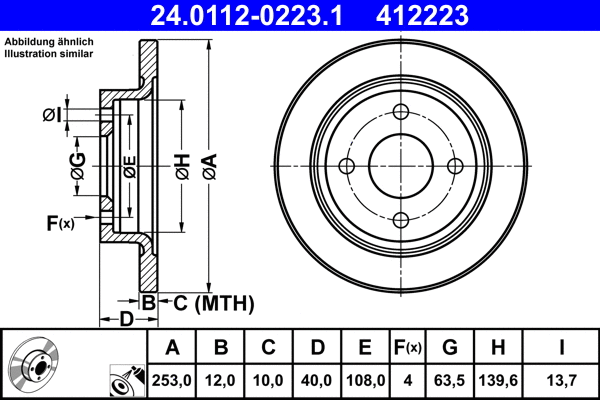 24.0112-0223.1 ATE Тормозной диск (фото 1)