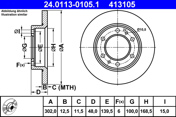 24.0113-0105.1 ATE Тормозной диск (фото 1)