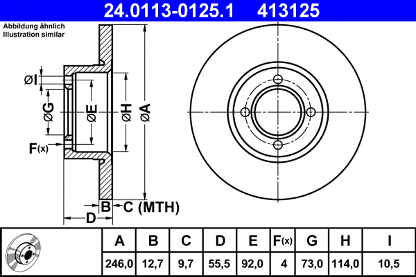 24.0113-0125.1 ATE Тормозной диск (фото 1)