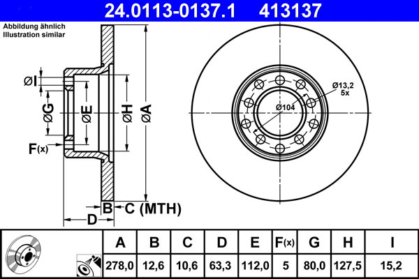 24.0113-0137.1 ATE Тормозной диск (фото 1)