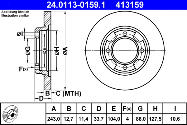 24.0113-0159.1 ATE Тормозной диск (фото 1)