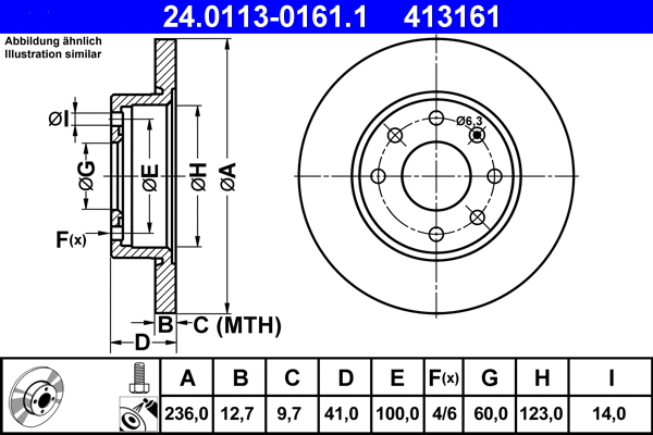 24.0113-0161.1 ATE Тормозной диск (фото 1)