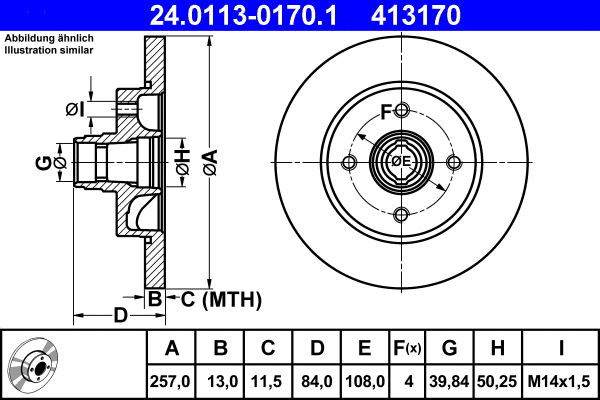 24.0113-0170.1 ATE Тормозной диск (фото 1)