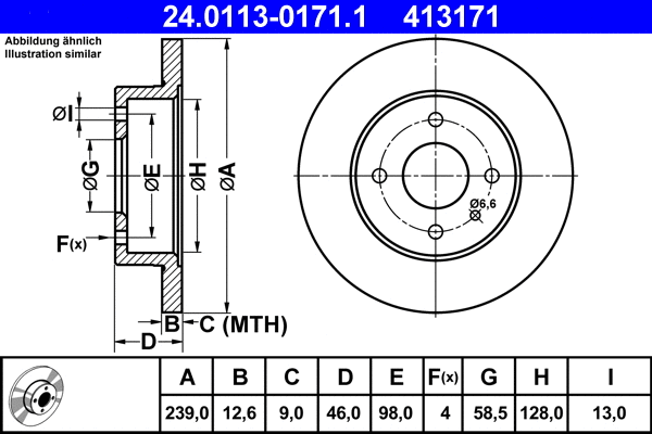24.0113-0171.1 ATE Тормозной диск (фото 1)