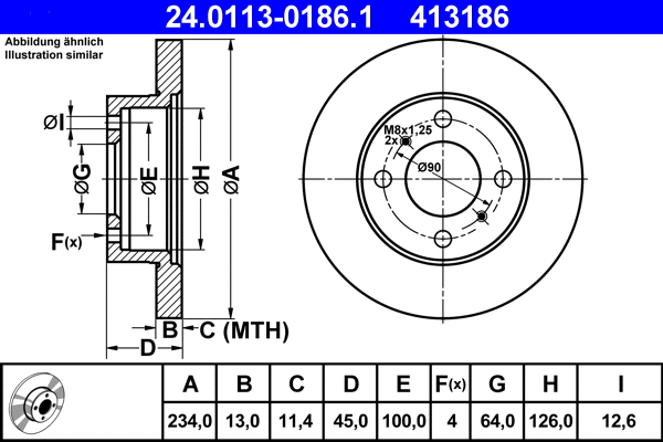 24.0113-0186.1 ATE Тормозной диск (фото 1)
