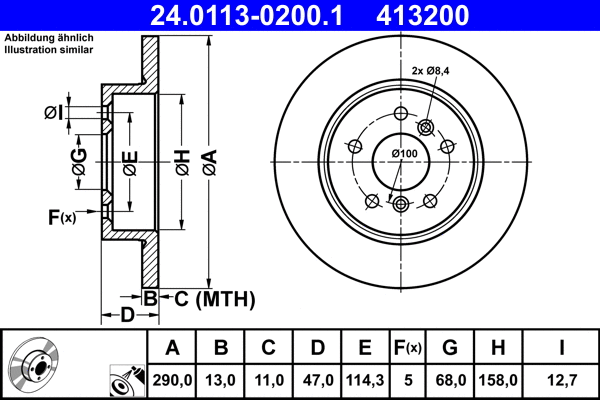 24.0113-0200.1 ATE Тормозной диск (фото 1)