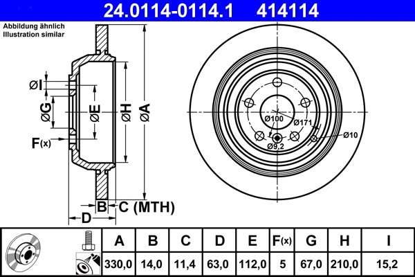 24.0114-0114.1 ATE Тормозной диск (фото 1)