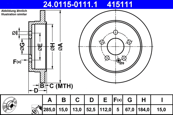 24.0115-0111.1 ATE Тормозной диск (фото 1)